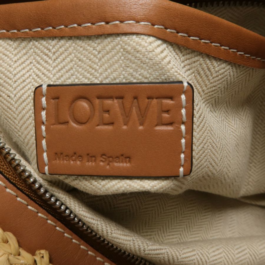 LOEWE Raffia/牛皮皮革Slit Pochette Bag肩背袋-5