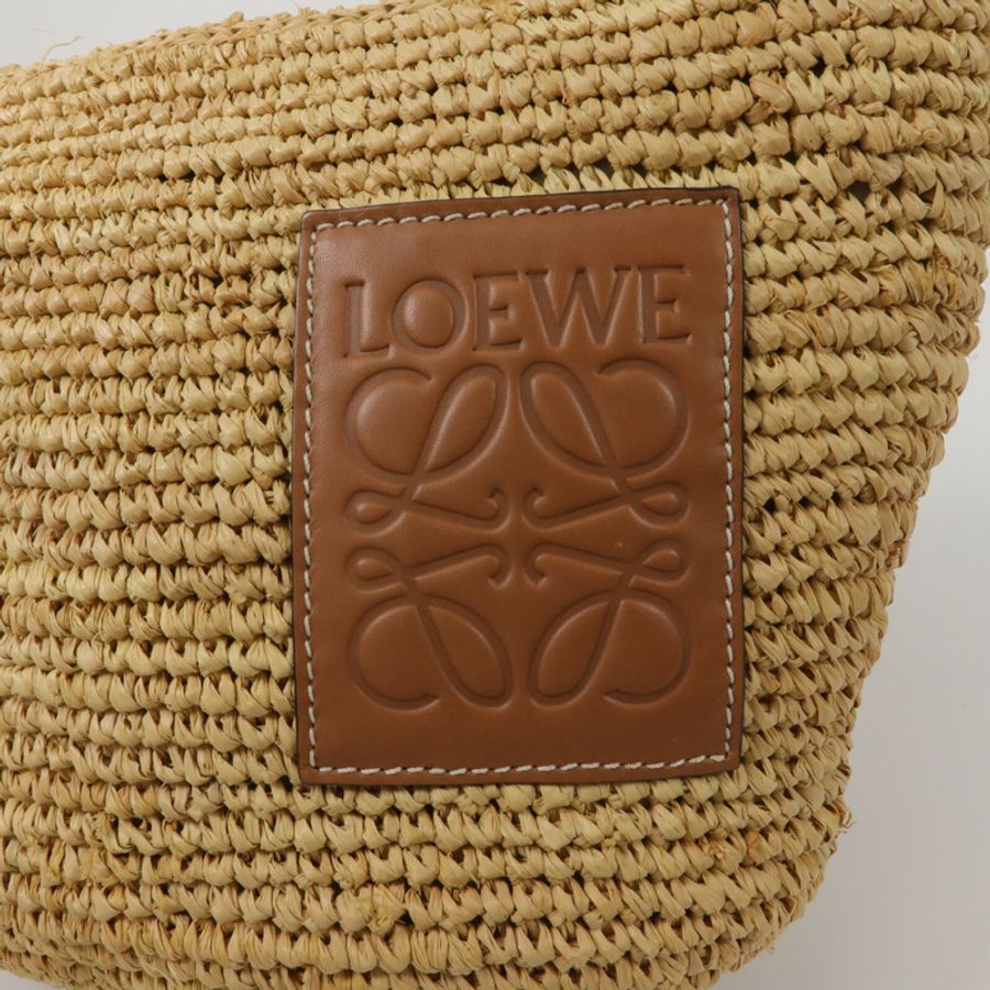 LOEWE Raffia/牛皮皮革Slit Pochette Bag肩背袋-7