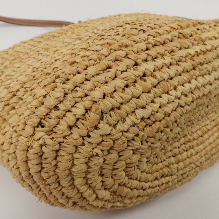 LOEWE Raffia/牛皮皮革Slit Pochette Bag肩背袋-9