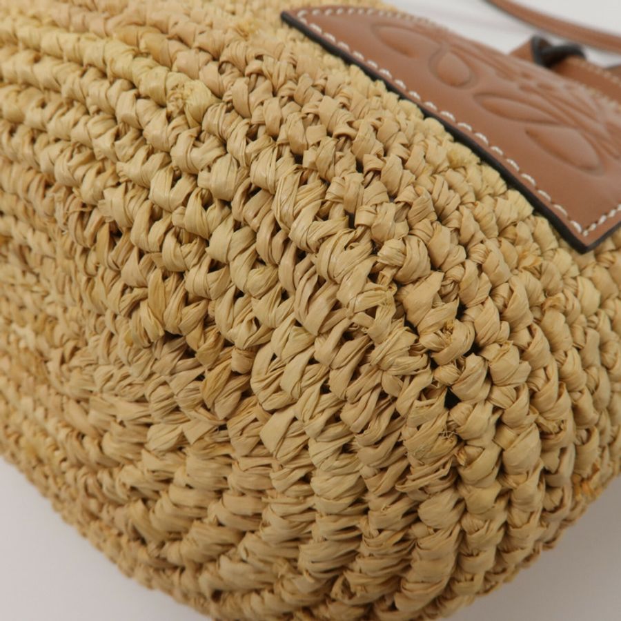 LOEWE Raffia/牛皮皮革Slit Pochette Bag肩背袋-10