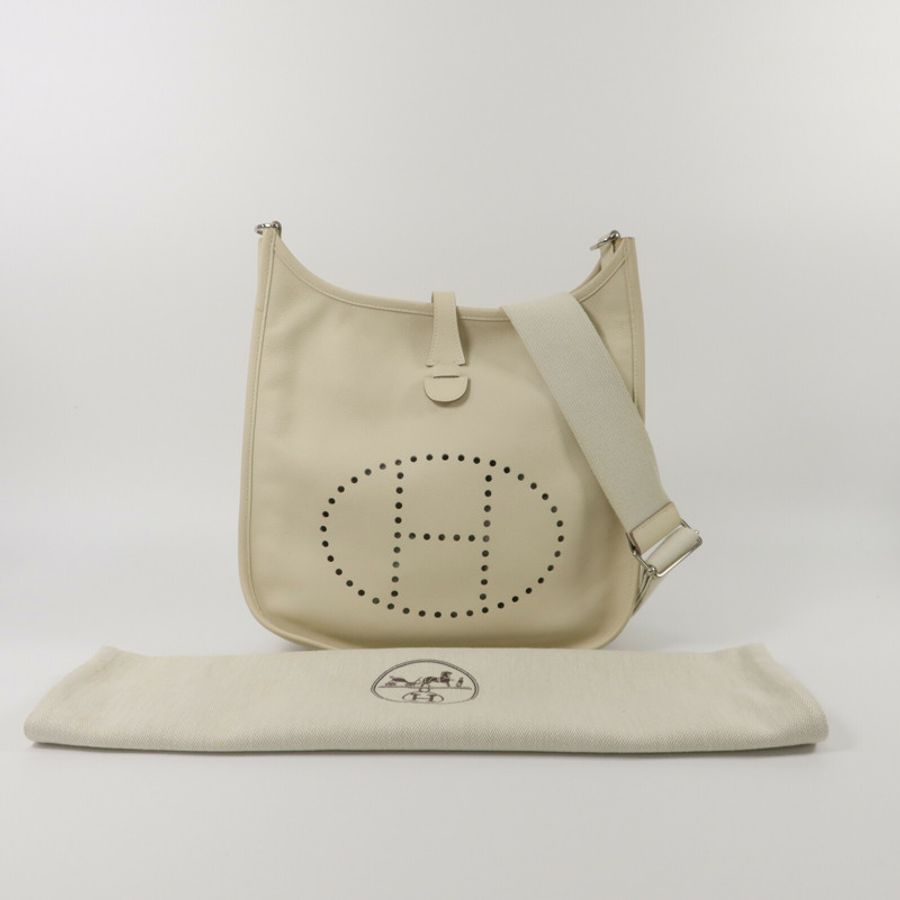 HERMES Epsom皮革Evelyne PM肩背袋Craie-9