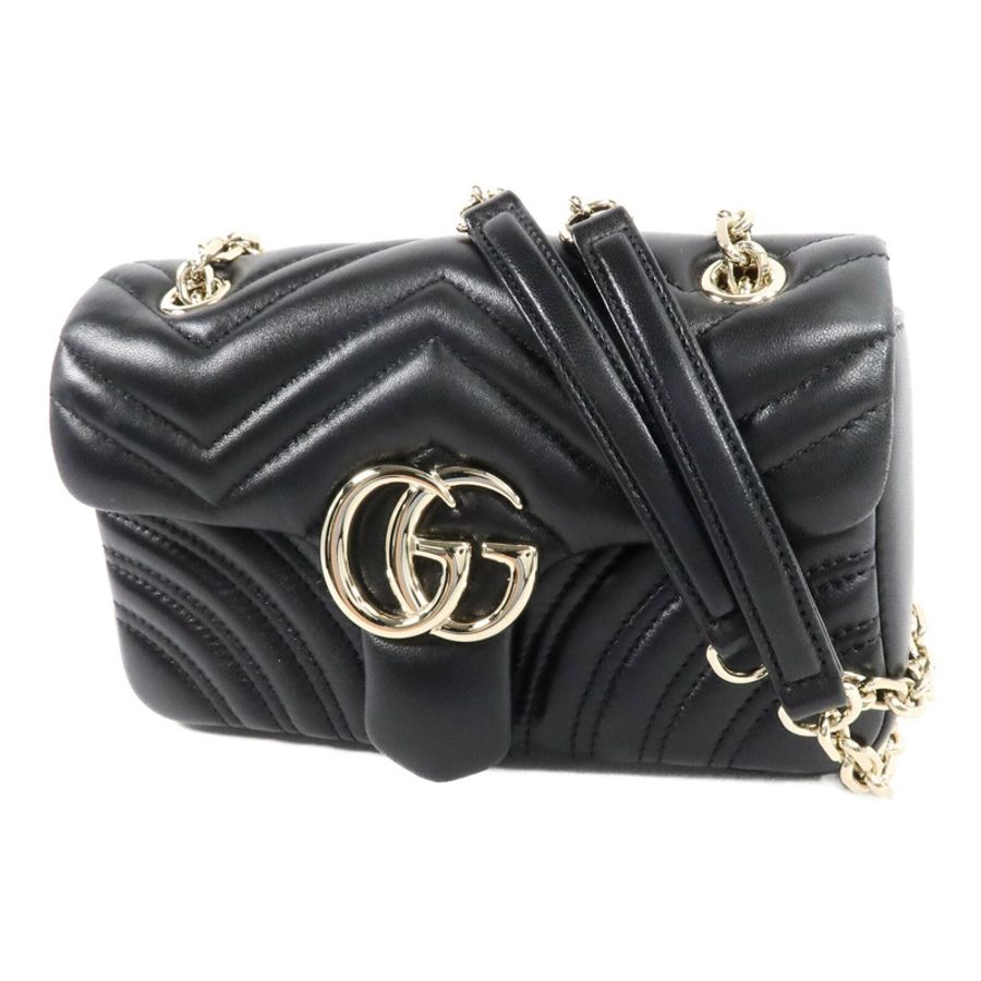 GUCCI 牛皮皮革GG Marmont鏈帶肩背袋-2