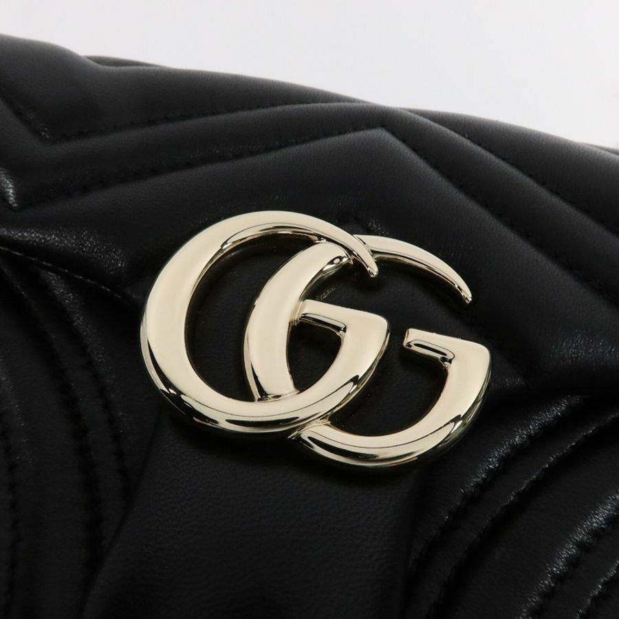 GUCCI 牛皮皮革GG Marmont鏈帶肩背袋-6