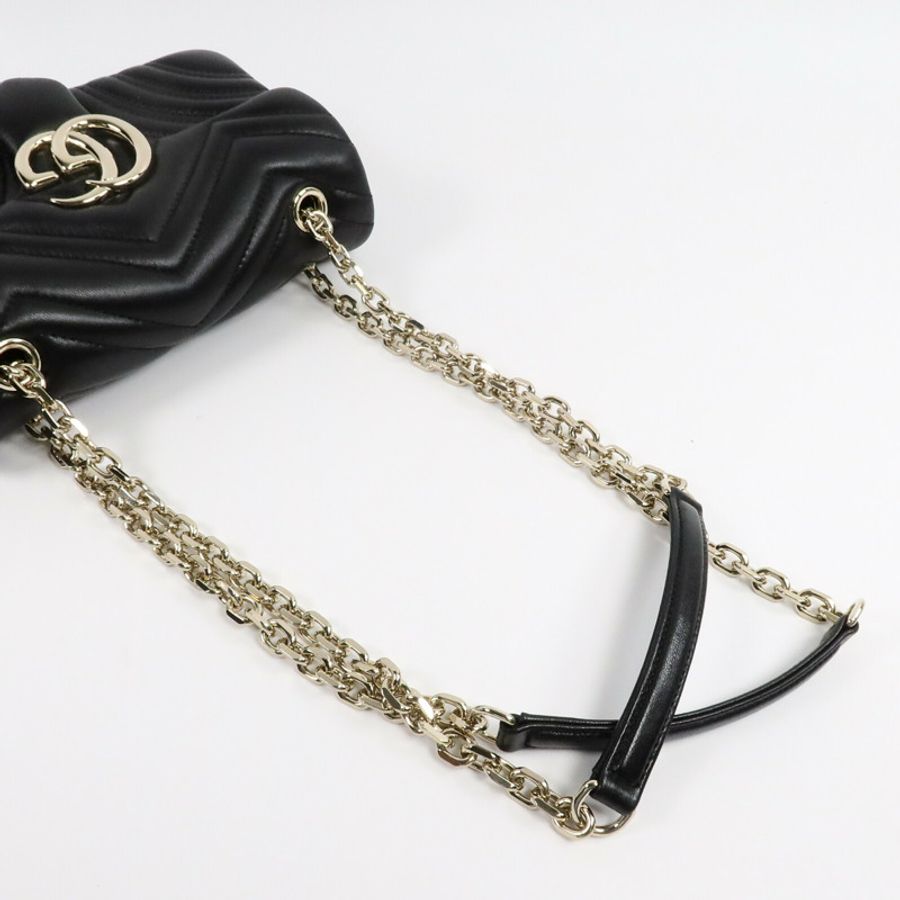 GUCCI 牛皮皮革GG Marmont鏈帶肩背袋-8