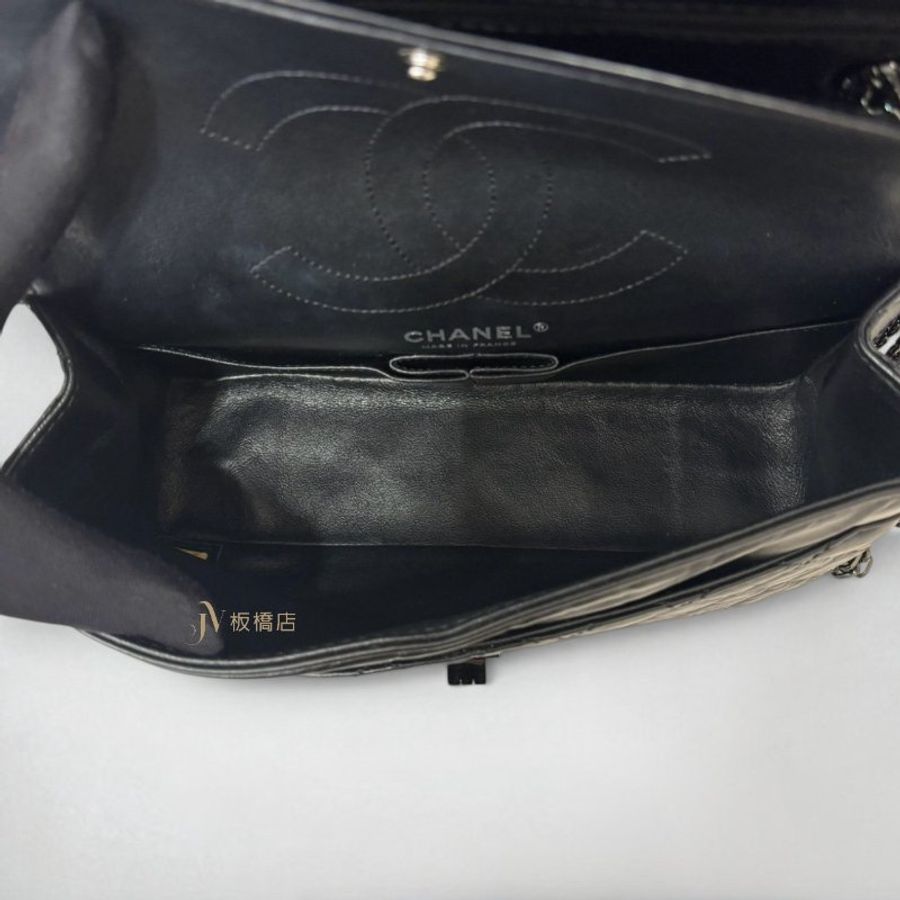 JS1450-CHANEL 黑牛皮黑扣2.55 口蓋包 A37586-5