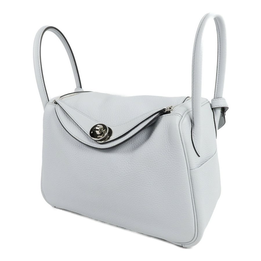 HERMES Clemence皮革Lindy 26手挽肩背兩用袋Blue Pale-2