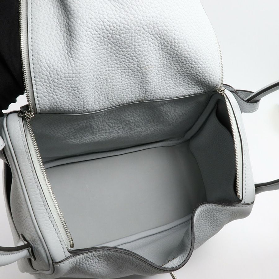 HERMES Clemence皮革Lindy 26手挽肩背兩用袋Blue Pale-4