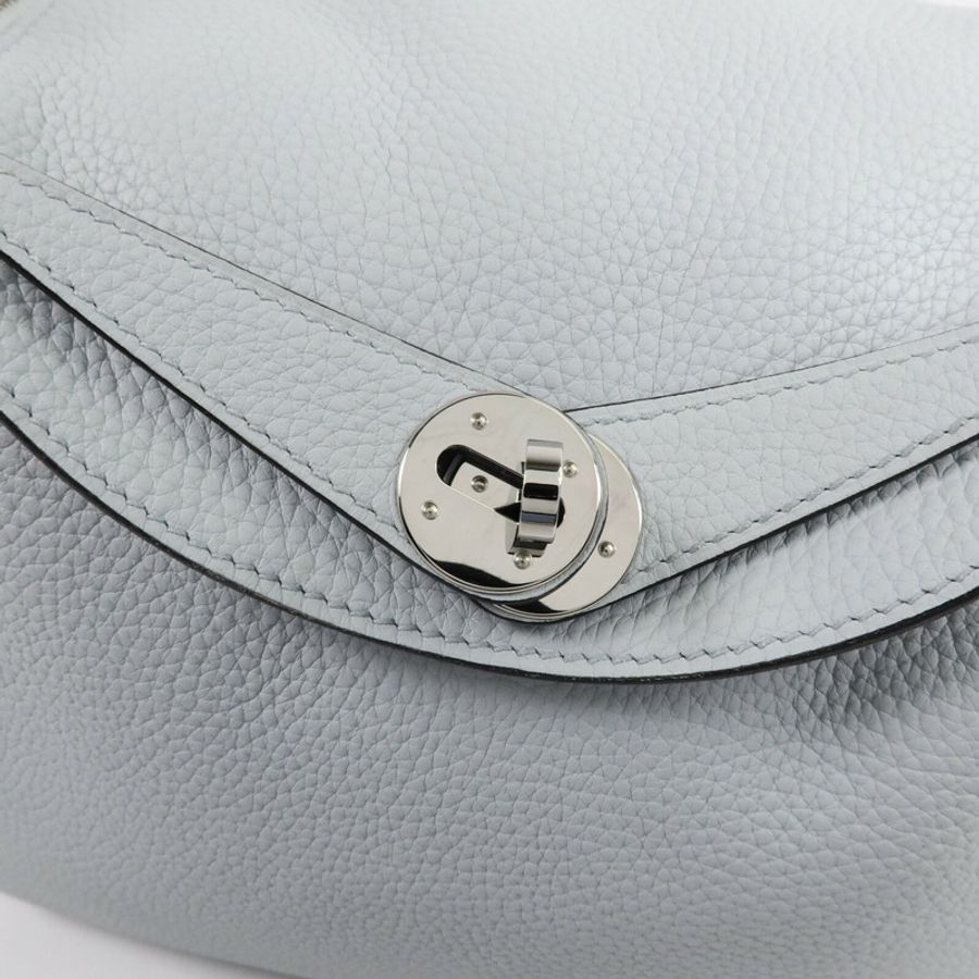 HERMES Clemence皮革Lindy 26手挽肩背兩用袋Blue Pale-6