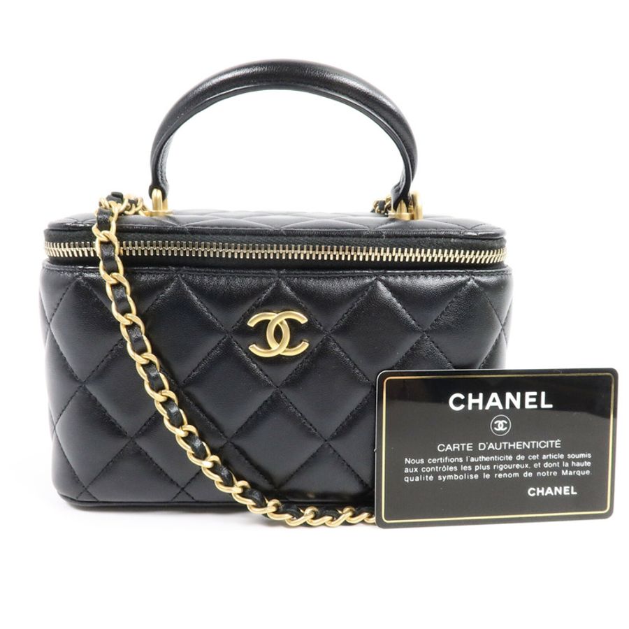 CHANEL 羊皮皮革Vanity Case Top Handle手挽肩背兩用袋-8