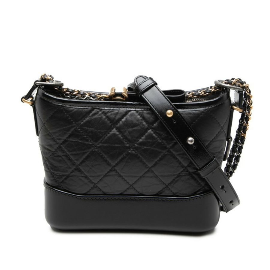 Chanel Coco Mark Gabrielle de Matelassé 鏈條單肩包,黑色皮革,女士 CHANEL-0