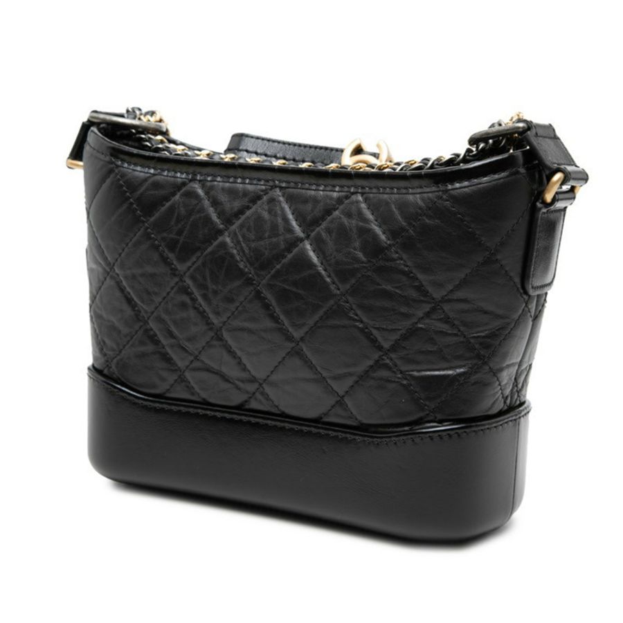 Chanel Coco Mark Gabrielle de Matelassé 鏈條單肩包,黑色皮革,女士 CHANEL-1