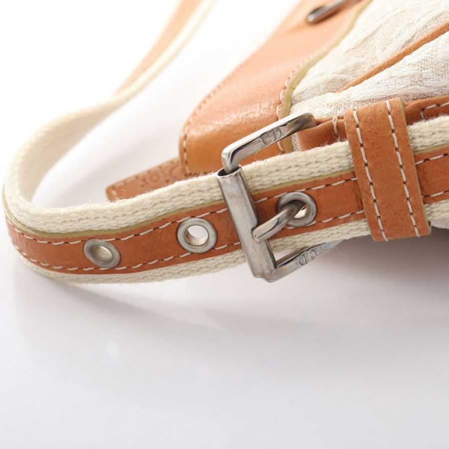 Christian Dior 街頭時尚 Trotter 手提包,帆布皮革,米色棕色,二手女款-5