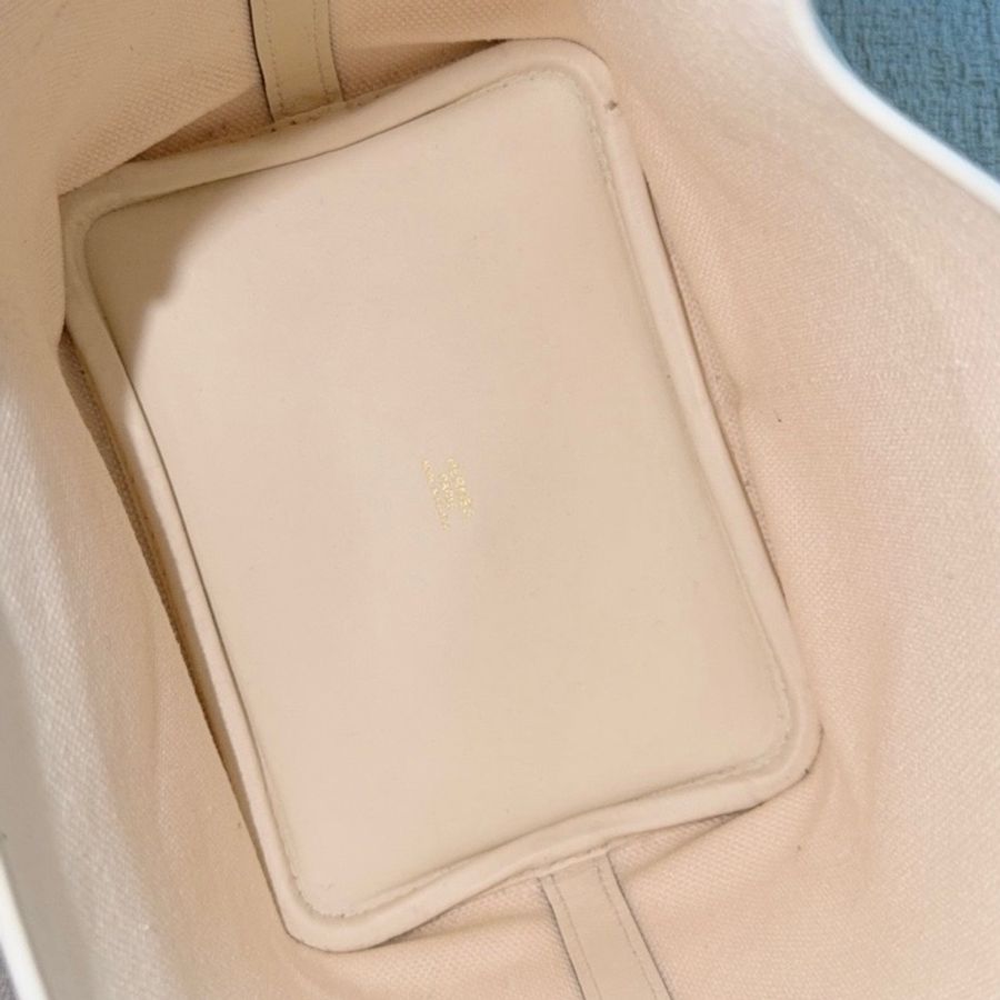 Hermes 愛馬仕picotin 18 cargo 菜籃子nata奶油白 swift皮拼帆布手提包-8