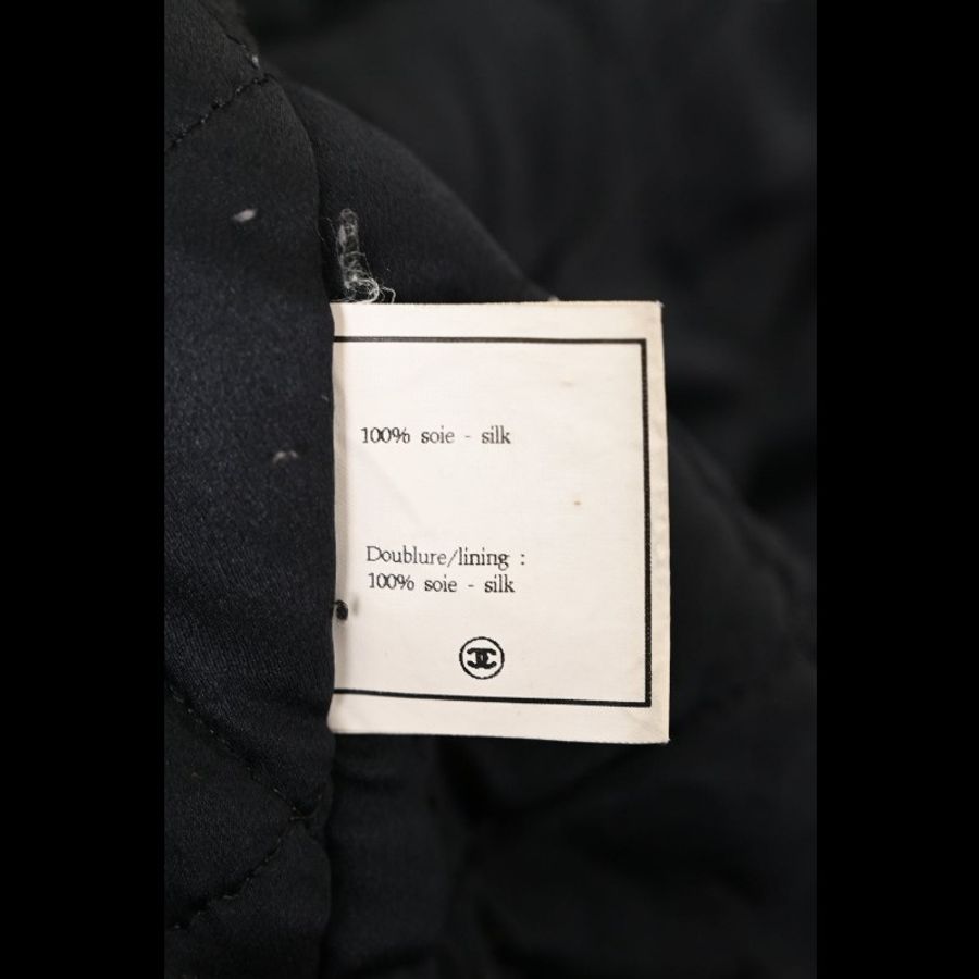 Chanel 黑色真丝拉链两口袋毛领棉服上衣外套-8
