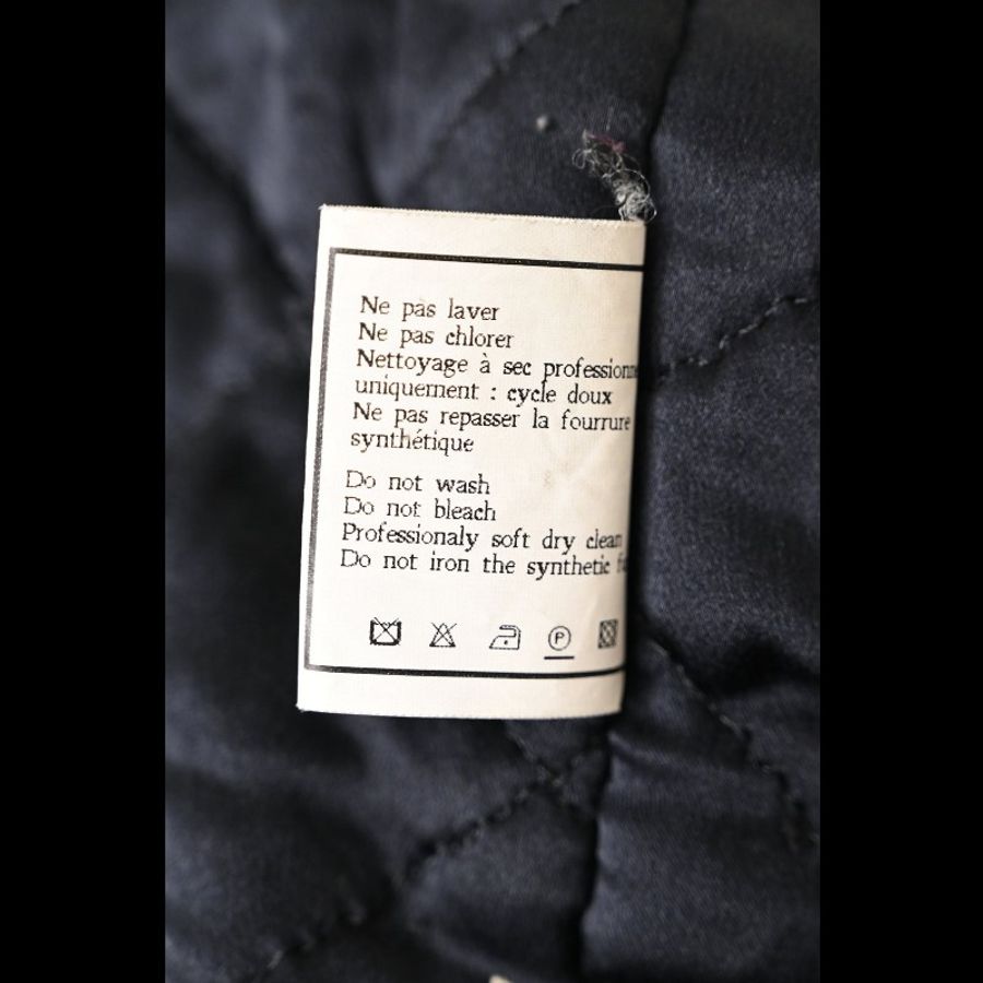 Chanel 黑色真丝拉链两口袋毛领棉服上衣外套-9
