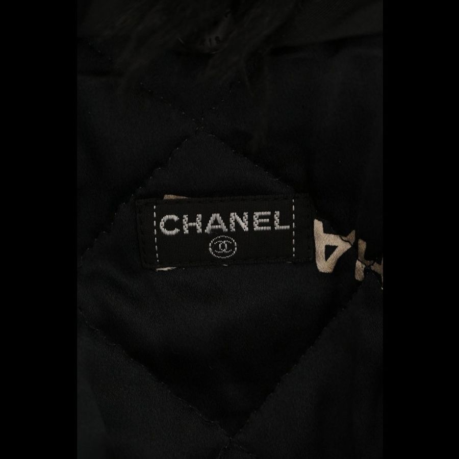 Chanel 黑色真丝拉链两口袋毛领棉服上衣外套-13