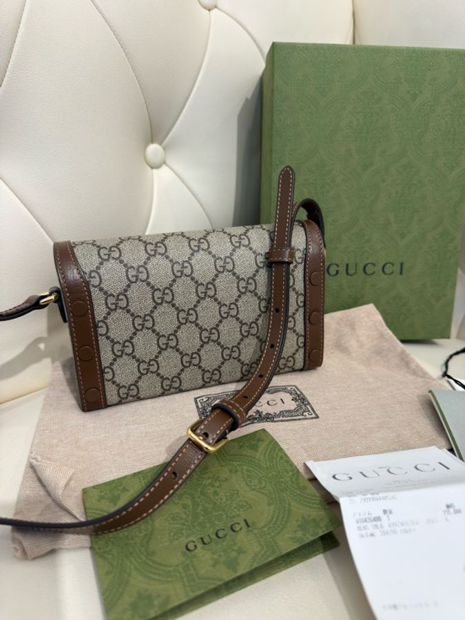 二手Gucci 古馳 Horsebit 1955 Mini 699296 單肩斜跨包 盒子包 橫版 手機包-1