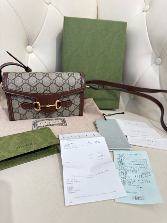 二手Gucci 古馳 Horsebit 1955 Mini 699296 單肩斜跨包 盒子包 橫版 手機包-2