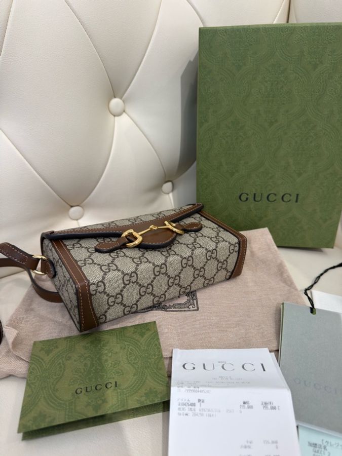 二手Gucci 古馳 Horsebit 1955 Mini 699296 單肩斜跨包 盒子包 橫版 手機包-3