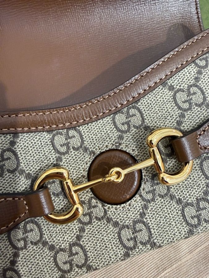 二手Gucci 古馳 Horsebit 1955 Mini 699296 單肩斜跨包 盒子包 橫版 手機包-9