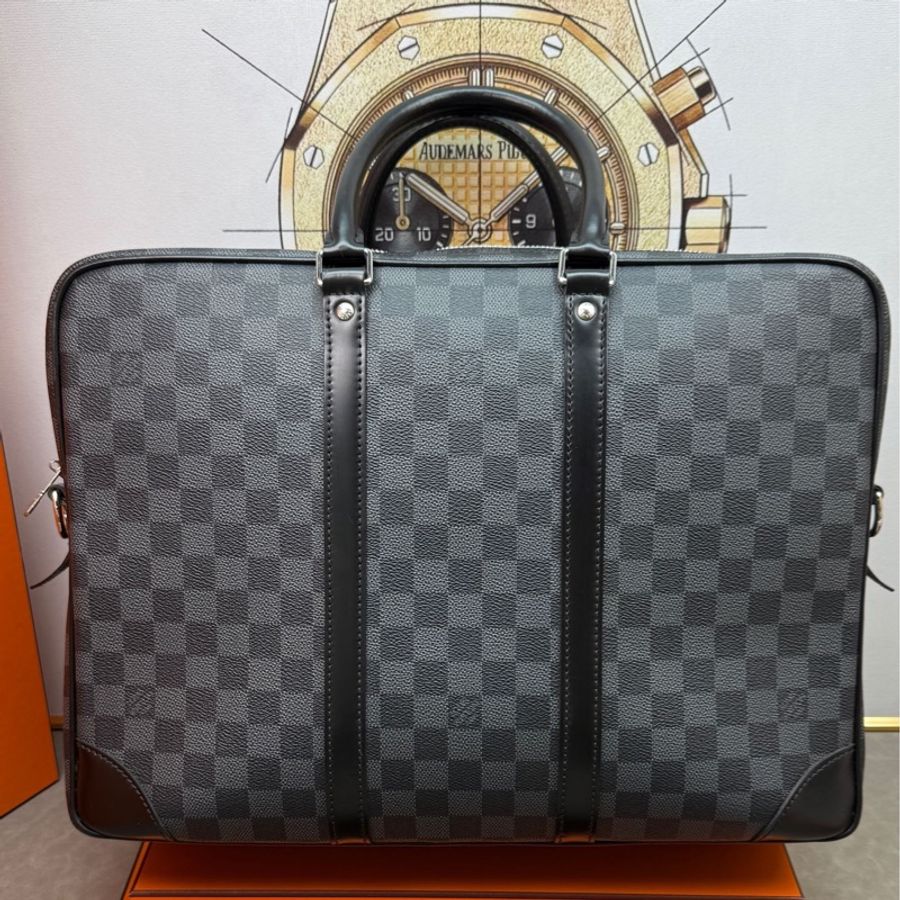 LV路易威登 LV/路易威登棋盤格大號公文包PORTE-DOCUMENTS VOYAGE 黑棋盤格-0