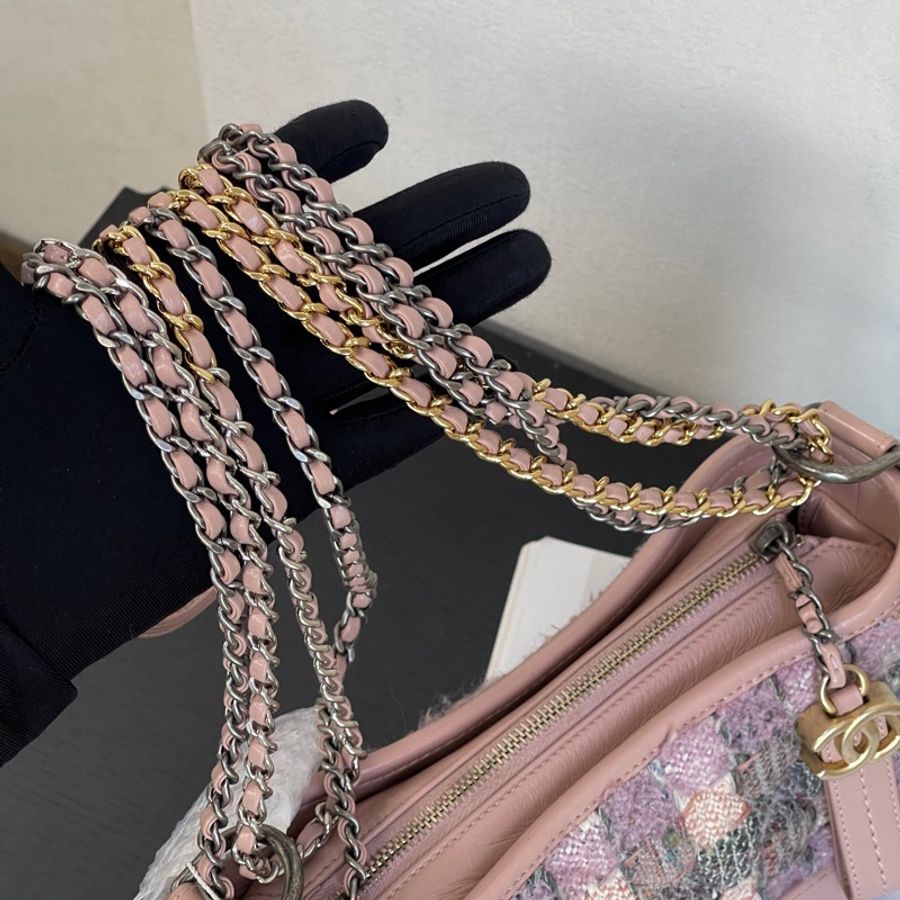 chanel香奈兒流浪小號 粉色鏈條斜挎包 28開-7