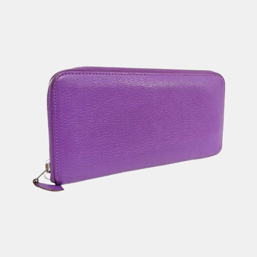 HERMèS Azap 帕爾馬紫牛皮錢包 銀色五金 框P刻-1