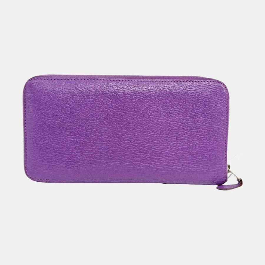 HERMèS Azap 帕爾馬紫牛皮錢包 銀色五金 框P刻-6