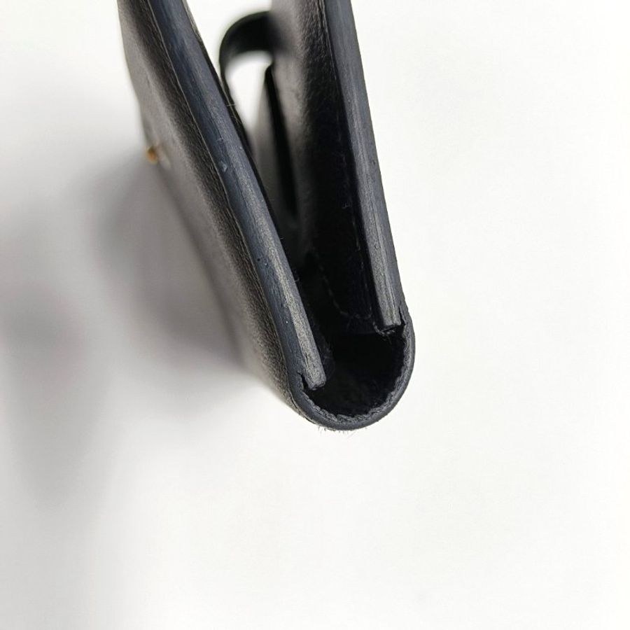 HERMèS Dogon 黑色Evergrain牛皮卡夾 銀色五金 w刻-5
