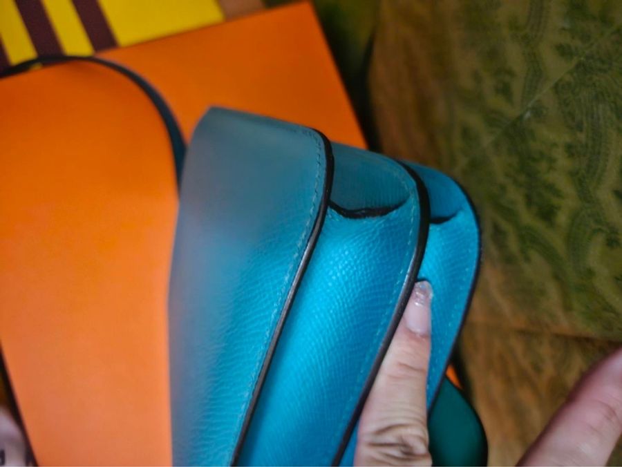 Hermes Constance Mini Verso薄荷綠 孔雀藍肩背包-8