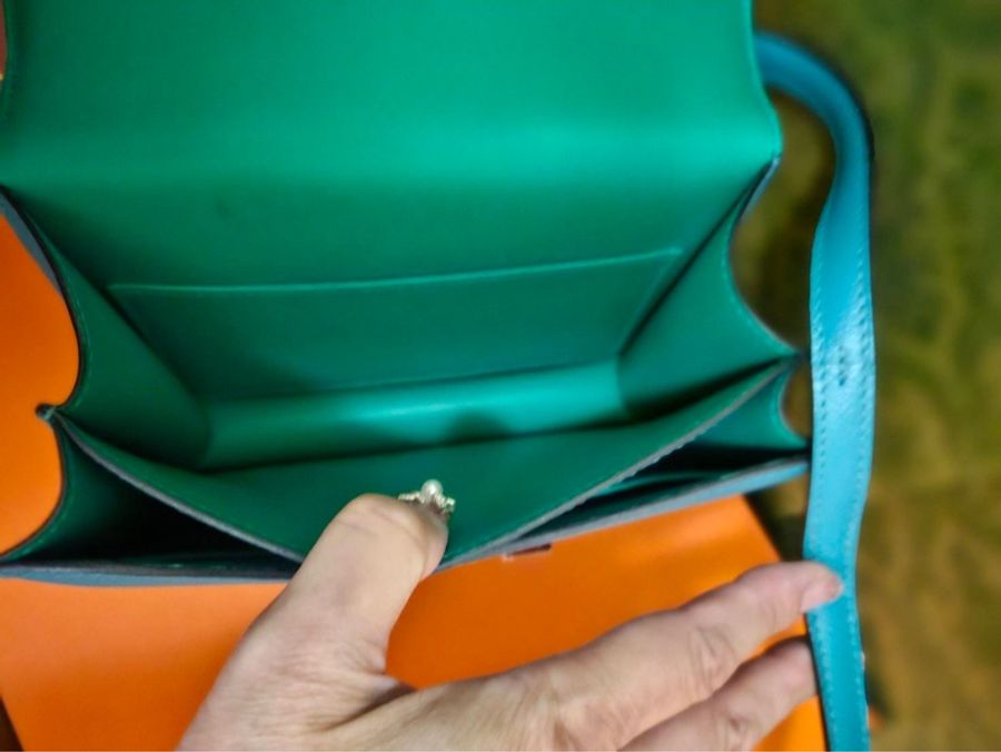 Hermes Constance Mini Verso薄荷綠 孔雀藍肩背包-9