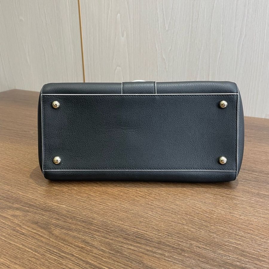 德爾沃/Delvaux 黑色金扣 Brilliant 中號 附肩帶 27.5*13.5*21.5-5