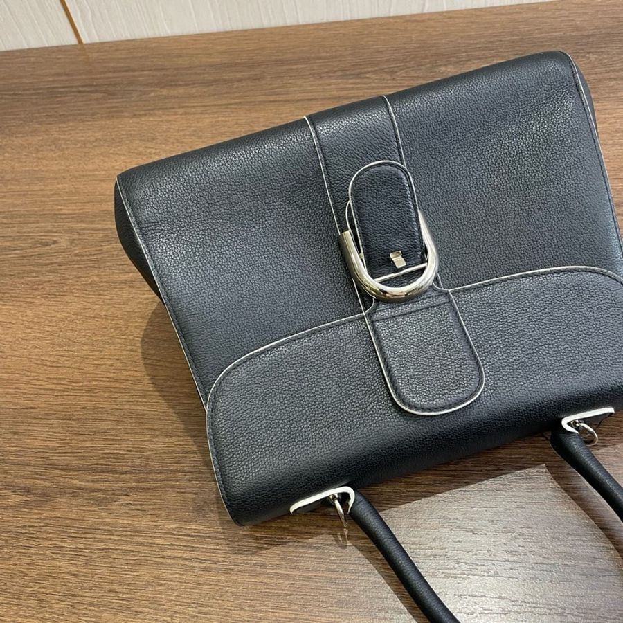 德爾沃/Delvaux 黑色金扣 Brilliant 中號 附肩帶 27.5*13.5*21.5-7