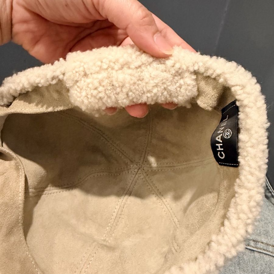 超難買!Chanel 香奈兒 25B 泰迪羊毛 棒球帽 白杏色-17
