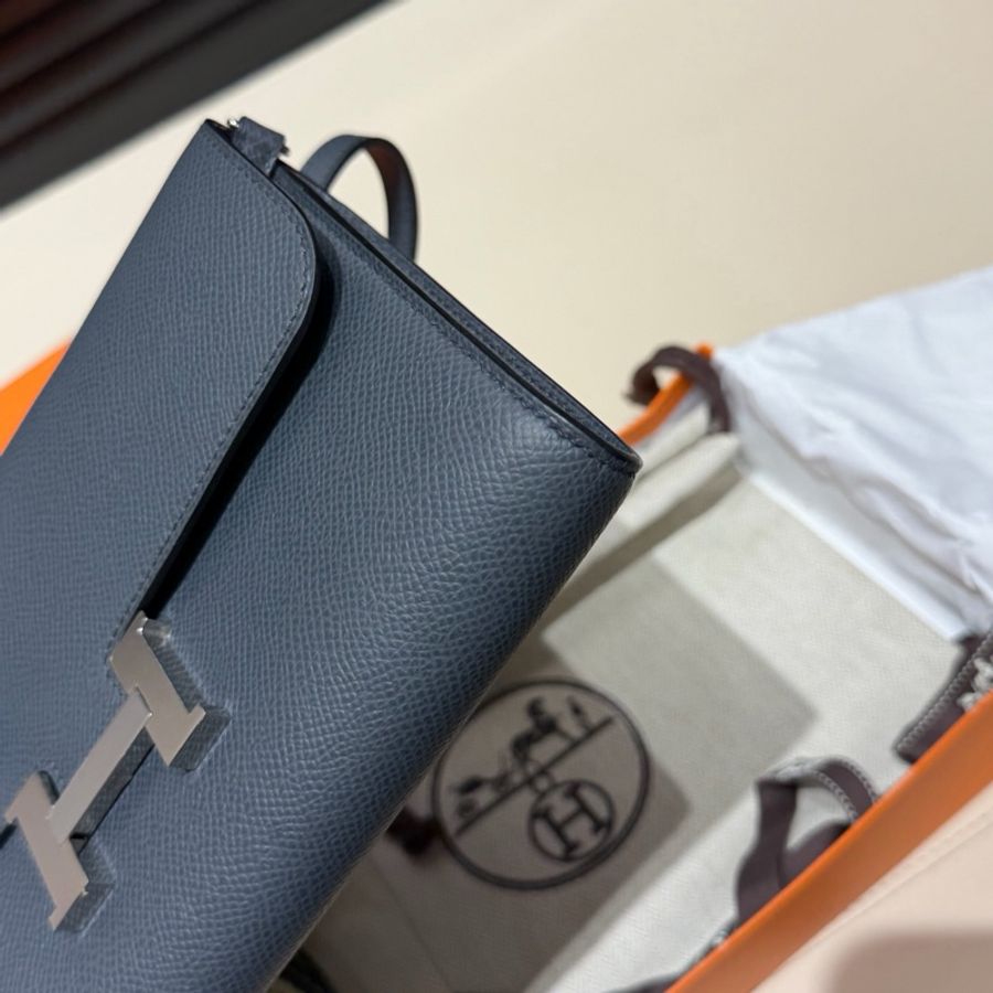 🌈Hermes🧡Constance to go🧡H0霧霾灰銀扣🌟99.5新閑置🌈Epsom皮🌟Stamp W🌟貼膜在🌟兩肩帶🌟有盒🧡constancetogo🌟constance🌟愛馬仕🌟-8