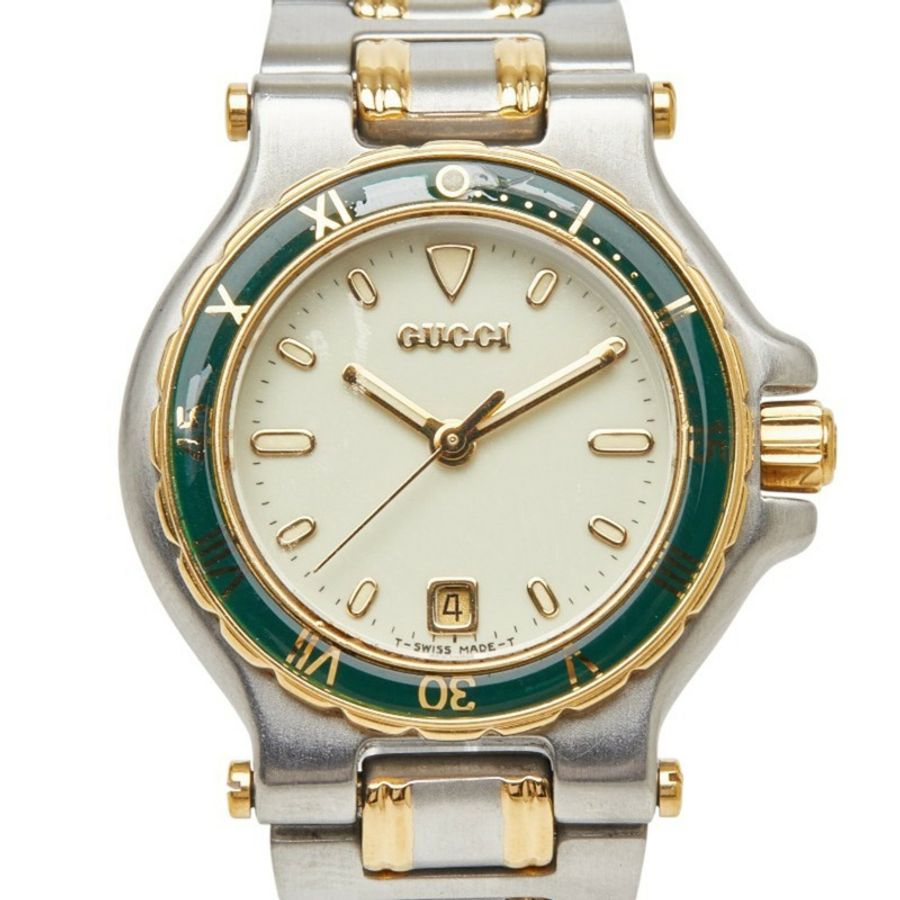 Gucci 復古腕錶 9700L 石英錶 米色錶盤 不鏽鋼鍍層 女士 GUCCI-0