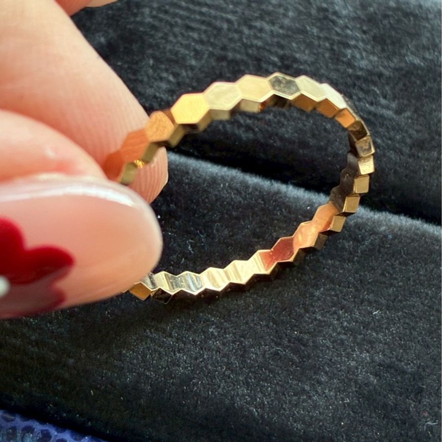 CHAUMET 18k玫瑰金蜂巢戒指💍60-13