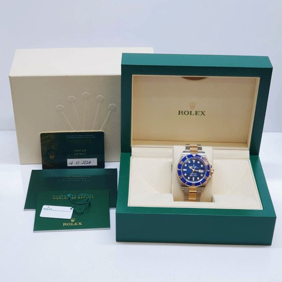 【大眾名錶】ROLEX 勞力士 126613LB Submarine 潛航者2024/01 全配件 新款 半金藍水鬼 錶徑41mm 自動上鍊 大眾名錶B1474-9
