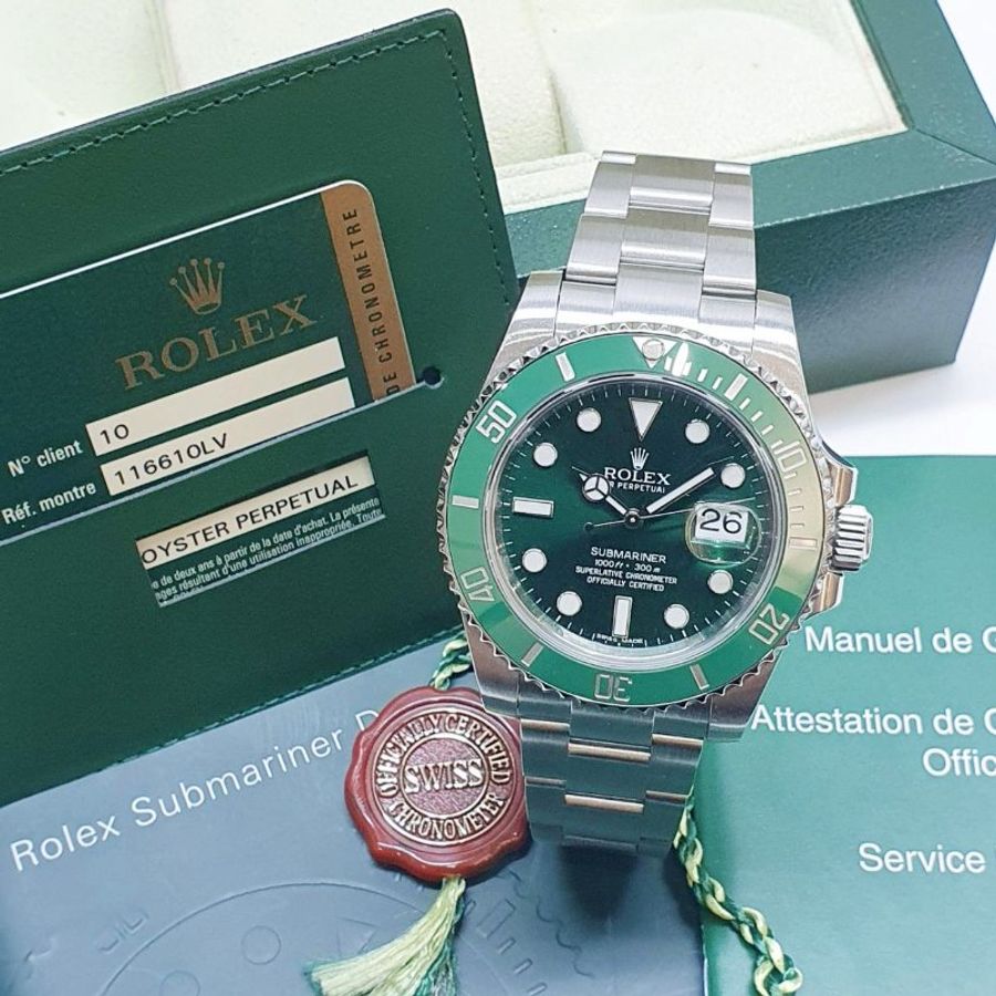 【大眾名錶】ROLEX 勞力士 116610LV 潛航者 2013/03 絕版停產 綠面綠水鬼 錶徑40mm 自動上鍊 大眾名錶G362-3
