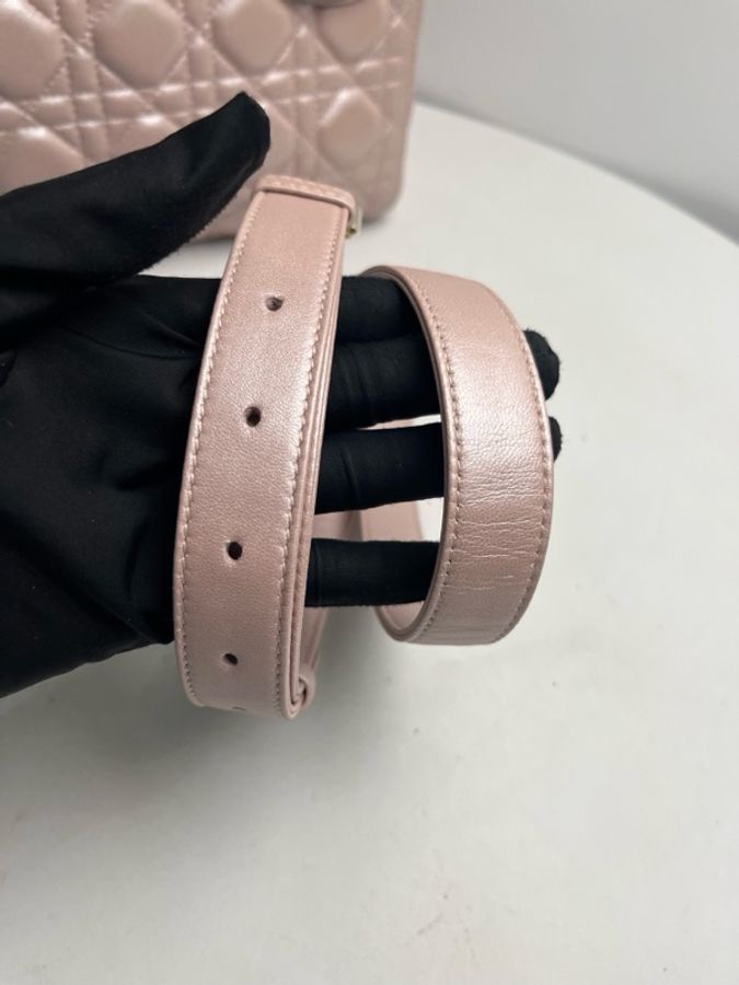 Dior 迪奧 戴妃五格 珠光粉色羊皮金扣 尺寸:底長24釐米。-19