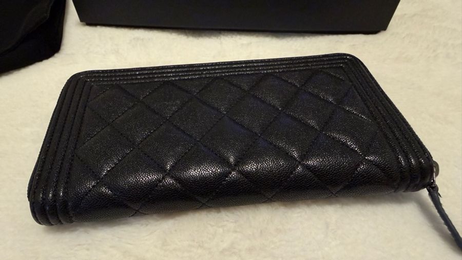 Chanel boy荔枝皮 銀扣長夾 ㄇ字拉鏈款-4