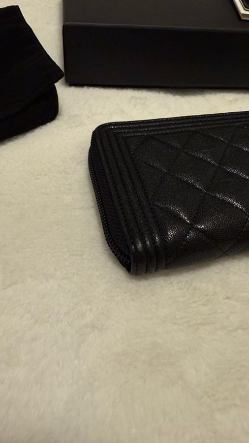 Chanel boy荔枝皮 銀扣長夾 ㄇ字拉鏈款-6