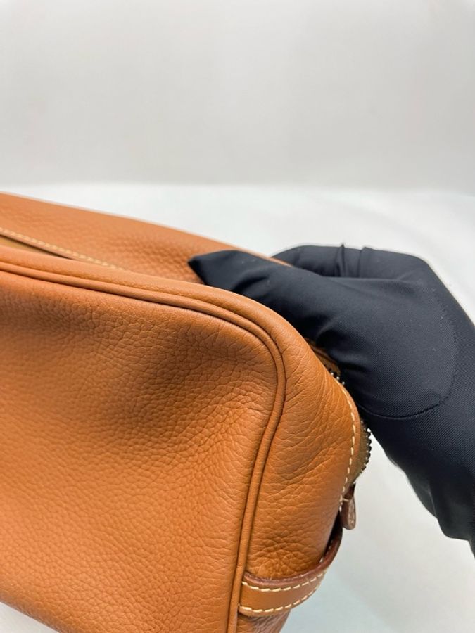 Hermes 愛馬仕 系列:手拿包 洗漱包 男女同款金棕銀扣 TC皮 框L刻 尺寸:底長19cm。-12