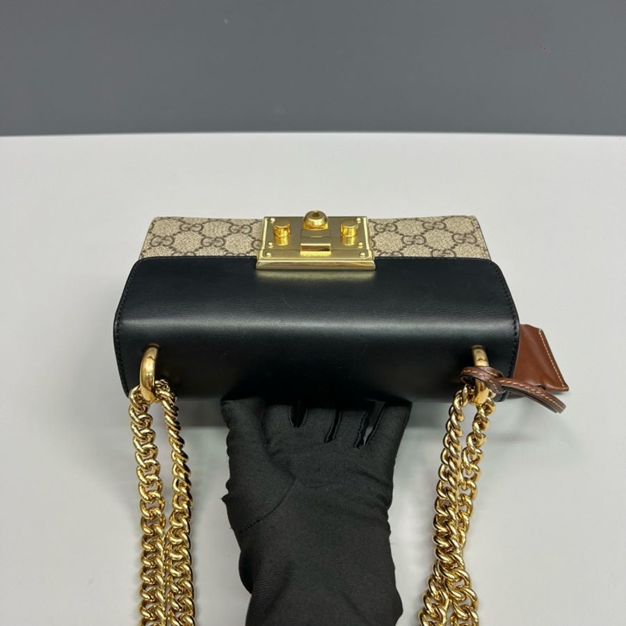 Gucci古馳 老花拼皮小號padlock月光寶盒鏈條包-5