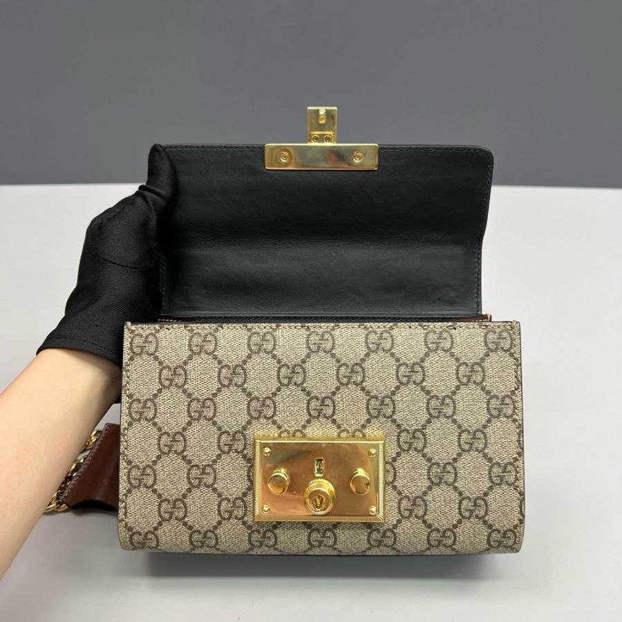 Gucci古馳 老花拼皮小號padlock月光寶盒鏈條包-6