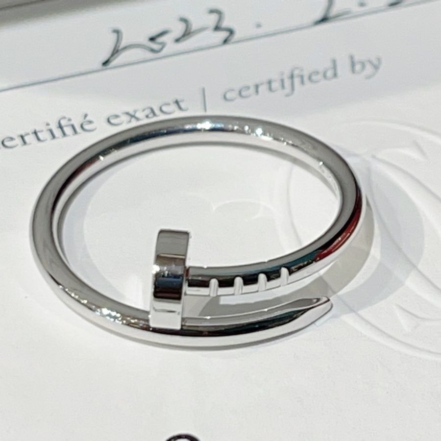 Cartier 卡地亞18k白金釘子戒指窄版54碼-0