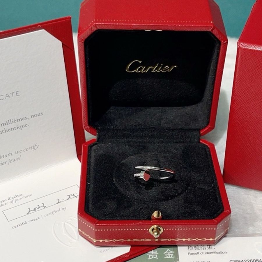 Cartier 卡地亞18k白金釘子戒指窄版54碼-1