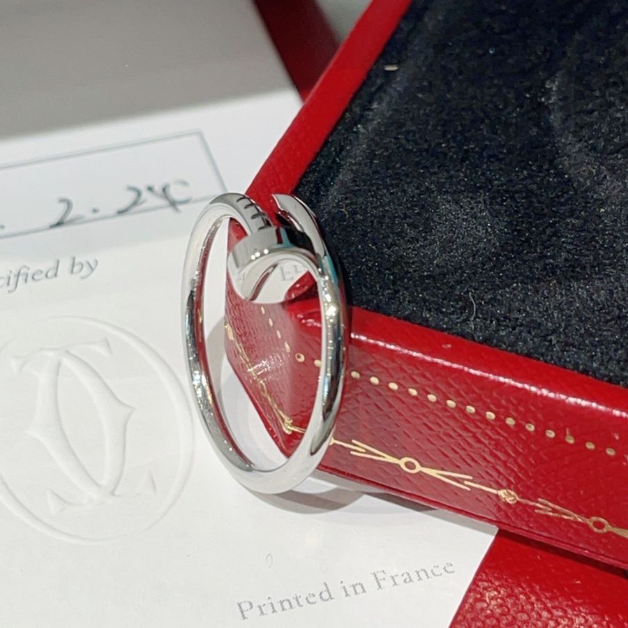 Cartier 卡地亞18k白金釘子戒指窄版54碼-2