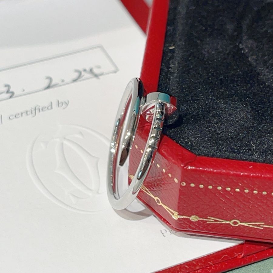 Cartier 卡地亞18k白金釘子戒指窄版54碼-3