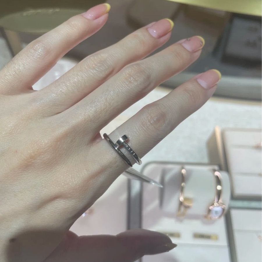Cartier 卡地亞18k白金釘子戒指窄版54碼-4